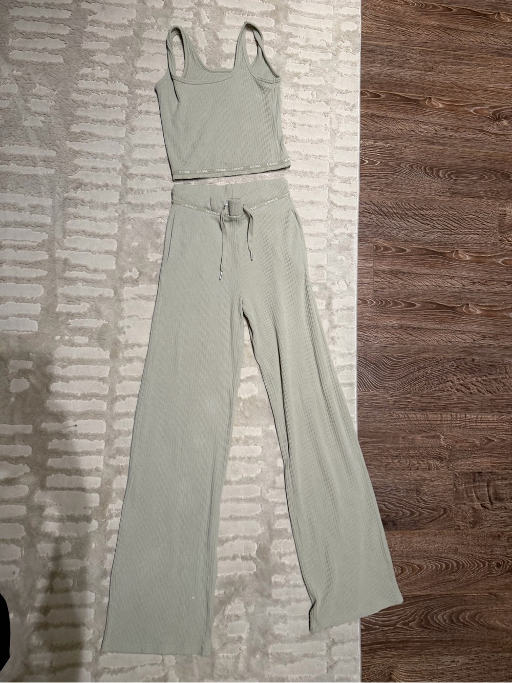 Ribbed Wide-Leg Lounge Pants in Sage